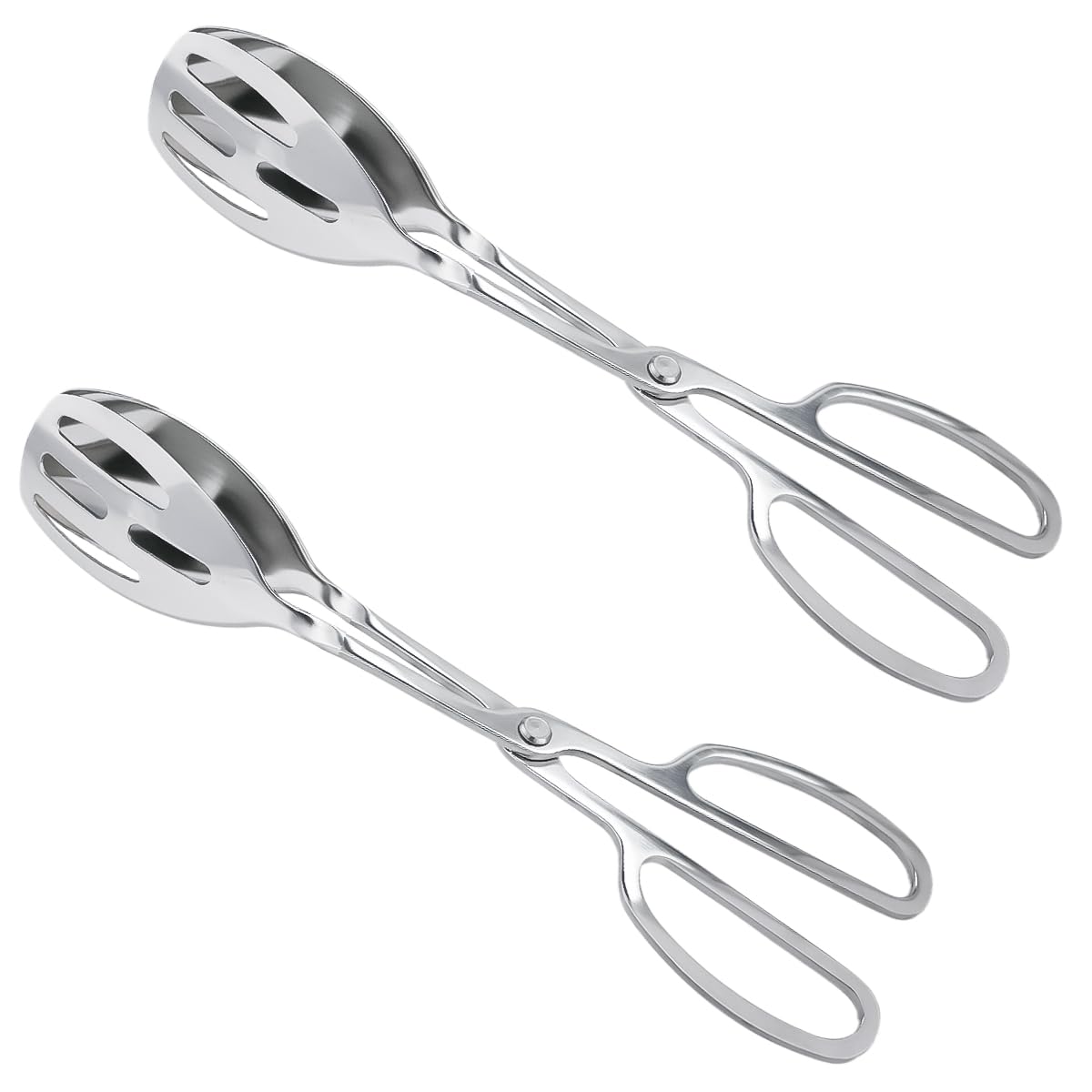two-piece stainless steel salad tongs