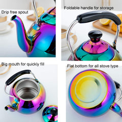 2 Quart stainless steel tea kettle with whistle and spout