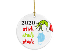 2020 Stinks Funny Covid Christmas Ornament on tree