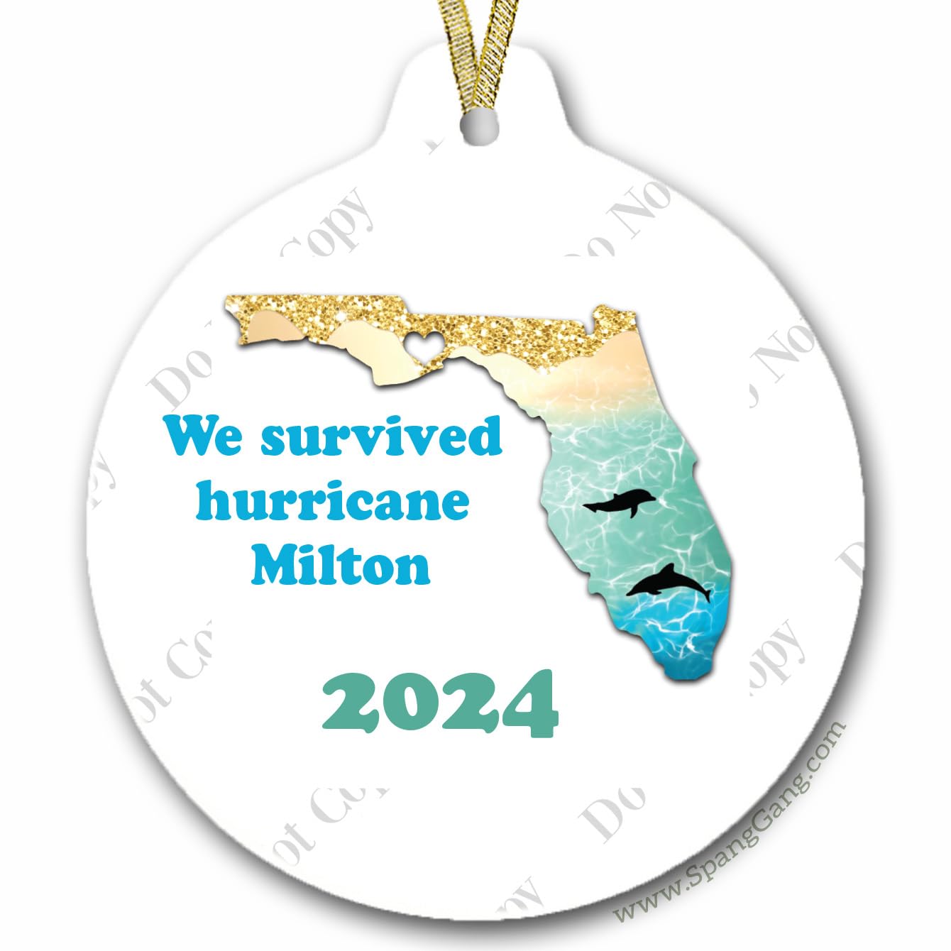 2024 Hurricane Milton Christmas Ornament 3 inch white porcelain with colored ribbon