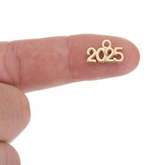 Set of 3 engineered wood ornaments with 2025 charm