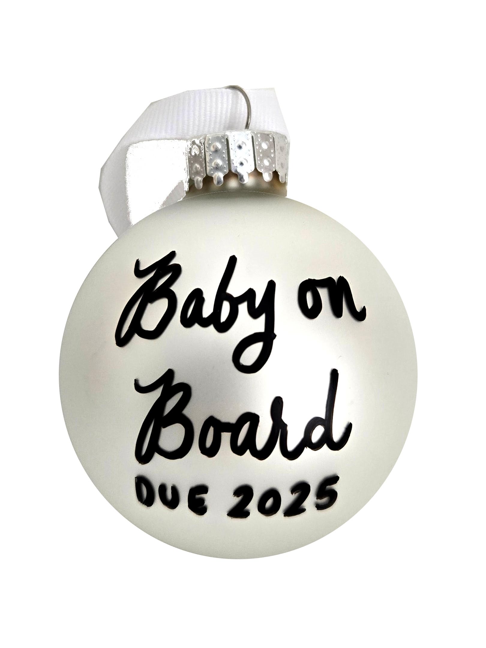 2025 pregnancy announcement Christmas ornament hand lettered 2.6 inch diameter