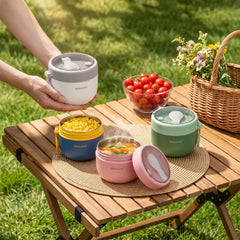 Set of 4 Overnight Oat Containers with lids and spoons