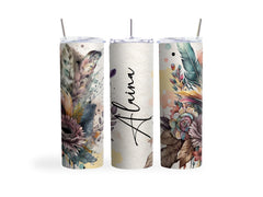 20oz Skinny Tumbler with personalized watercolor design