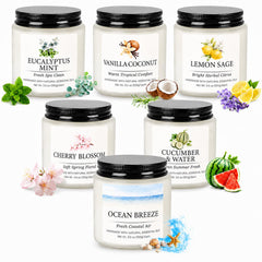 Six 3.5 oz soy candles in frosted jars from the 21 oz set