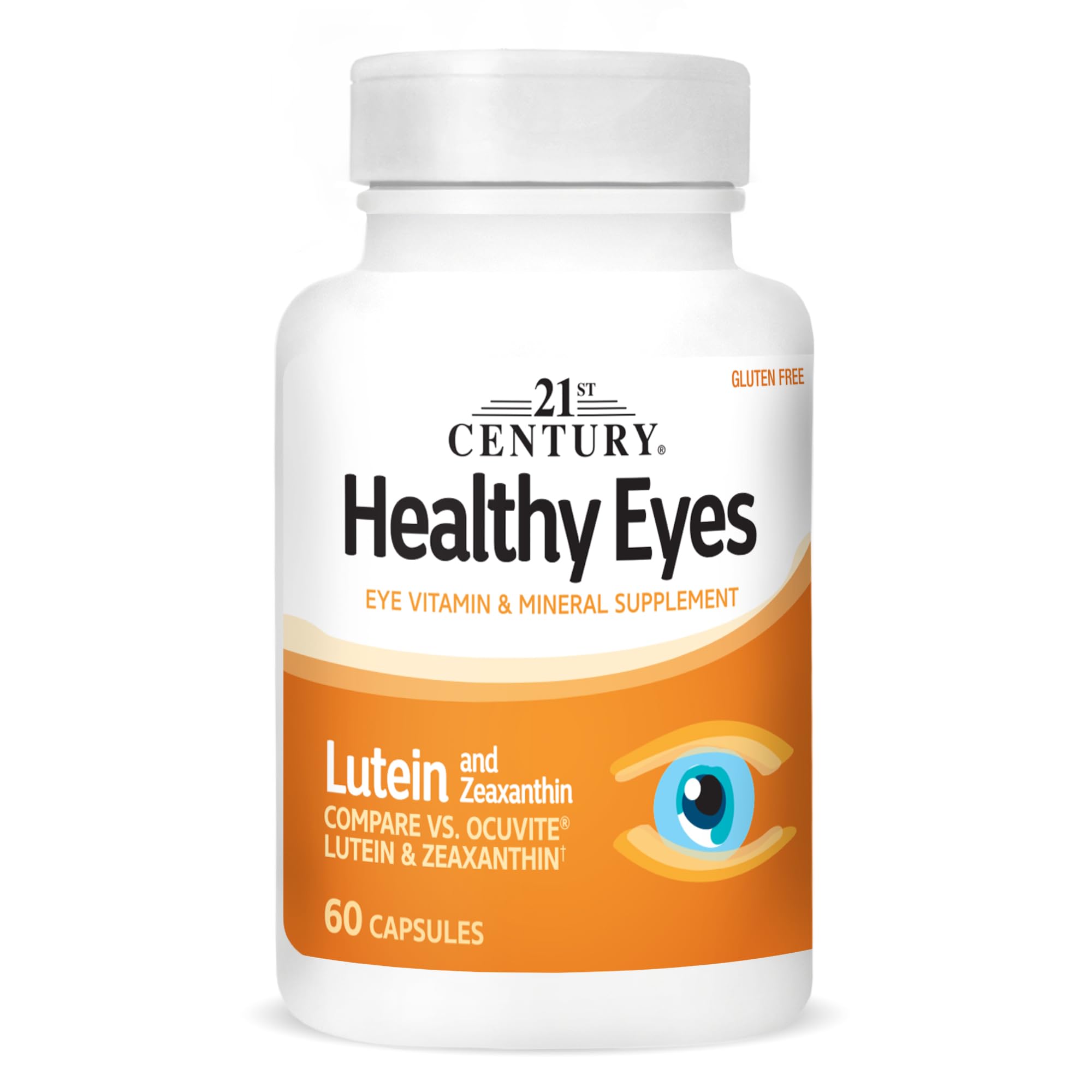Bottle of 21st Century Healthy Eyes Lutein Zeaxanthin Capsules 60 count