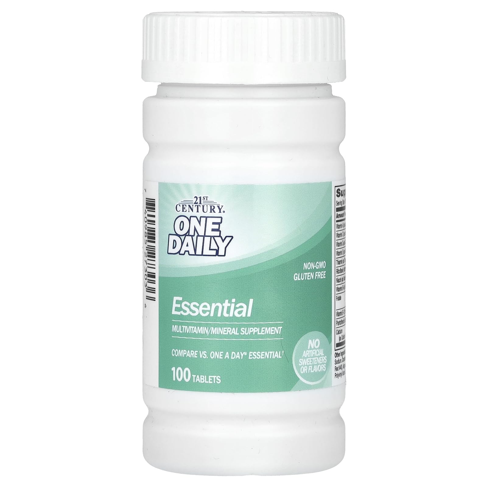 Bottle label for 21st Century One Daily Essential Multivitamin Multimineral 100 tablets