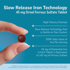 60 count bottle of 21st Century Slow Release Iron 45mg Tablets