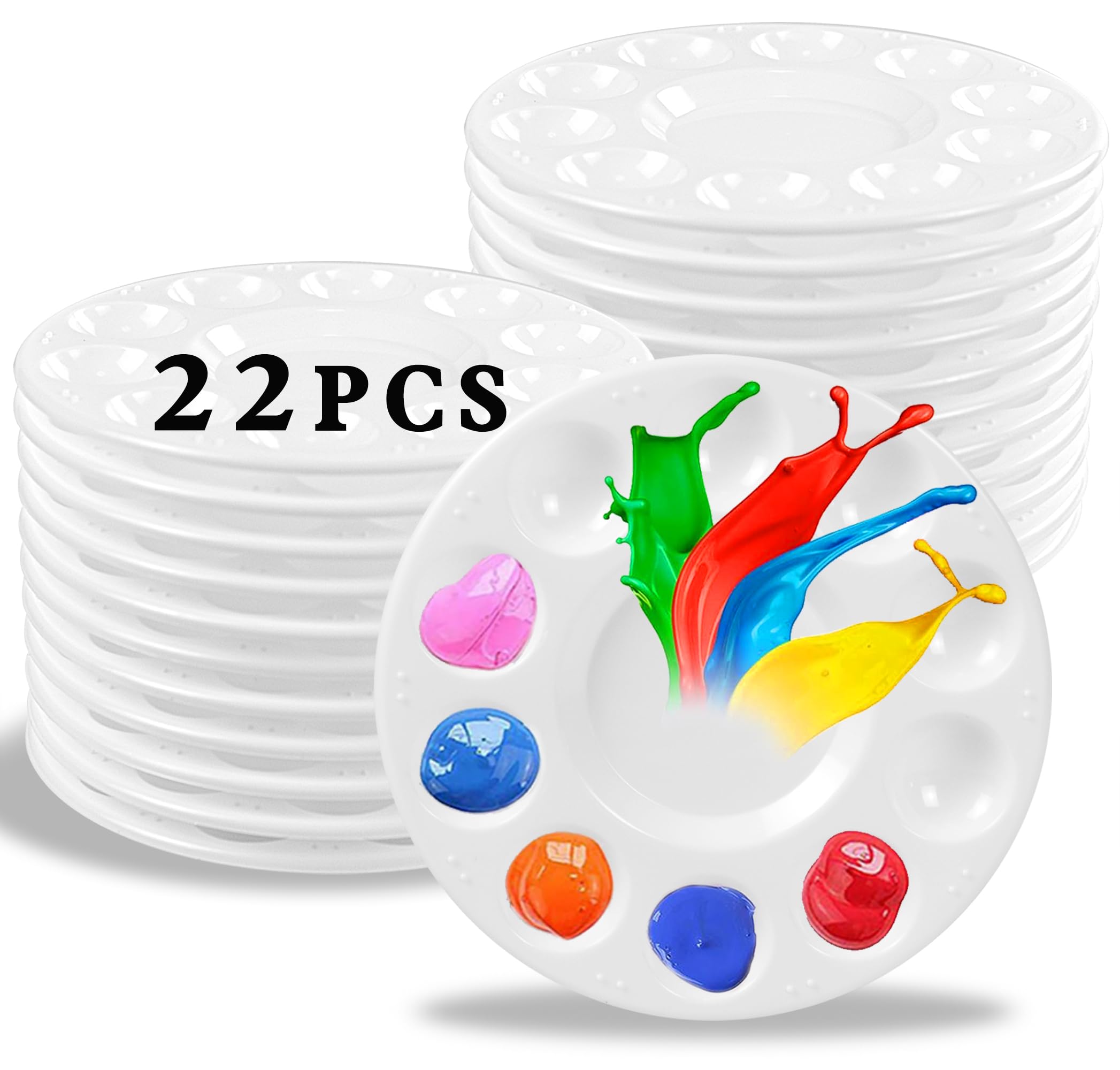 22pcs Paint Palettes plastic palette 6.6x6.6 inch with 10 wells