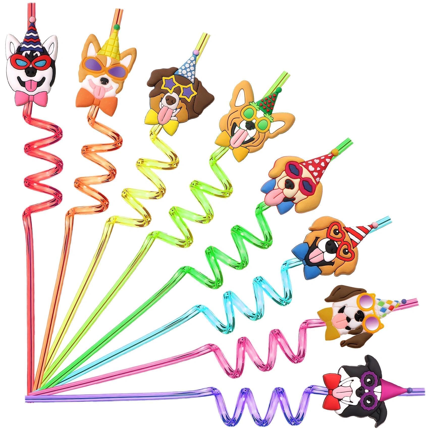 24-pack dog birthday decorations straws for parties