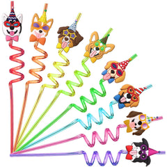 24-pack dog birthday decorations straws for parties