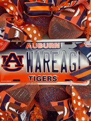 24 inch round wreath with Auburn Tigers theme for front door