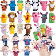 24 Pcs Finger Puppets Set includes animal and human puppets for kids