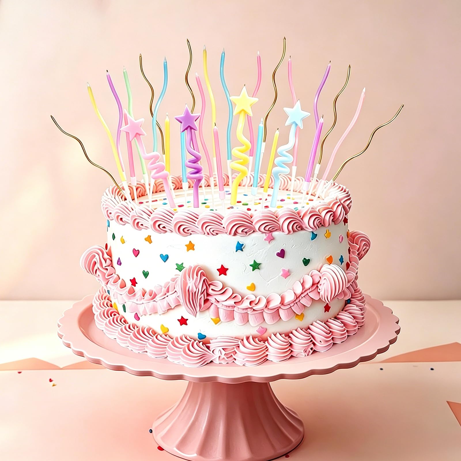 Package contents of 24Pcs Fancy Birthday Candles for Birthday Decorations