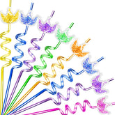 24pcs glitter crown crazy straws with detachable crown toppers