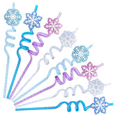 24Pcs glitter reusable frozen plastic straws