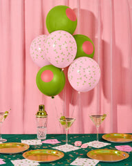 24 pack latex balloons 12 inch olive martini icons pink