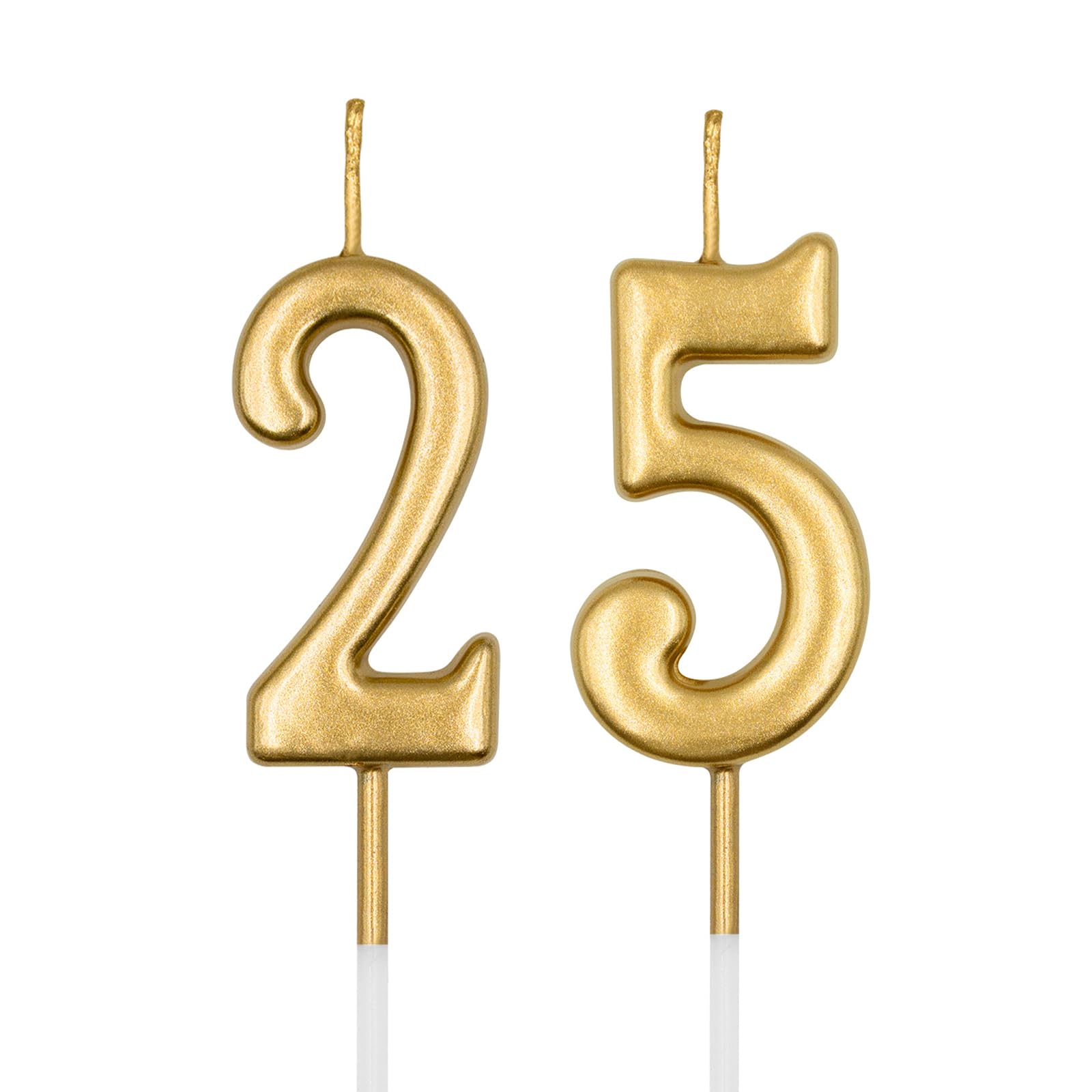 25th 52nd birthday candles champagne gold set for cake