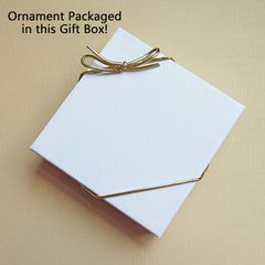Gift Box included with anniversary ornament on gold ribbon