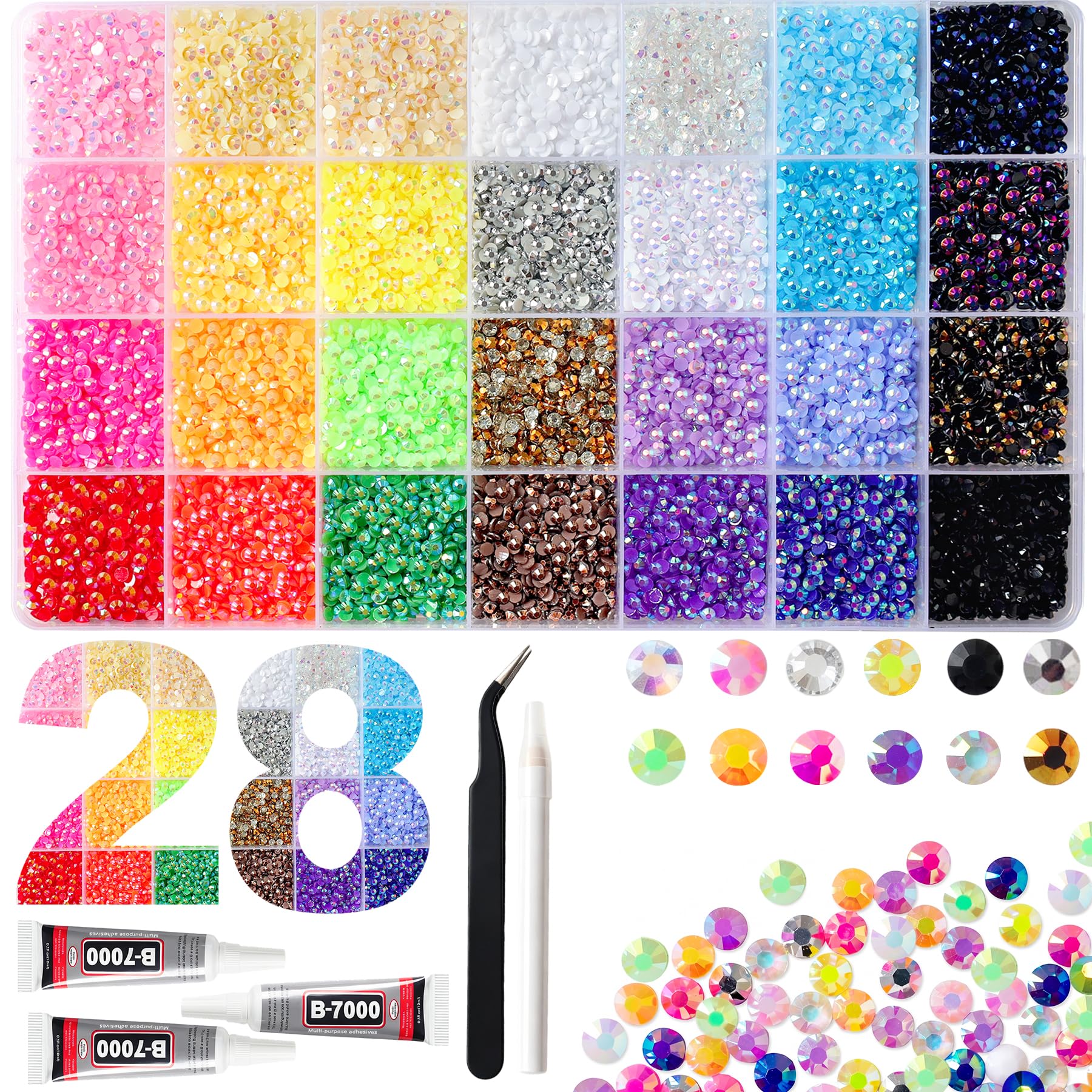 28 colors resin jelly rhinestones for bedazzling and nail art