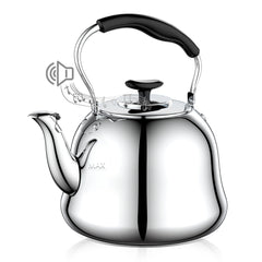 2L Whistling stovetop tea kettle mirror finished front view