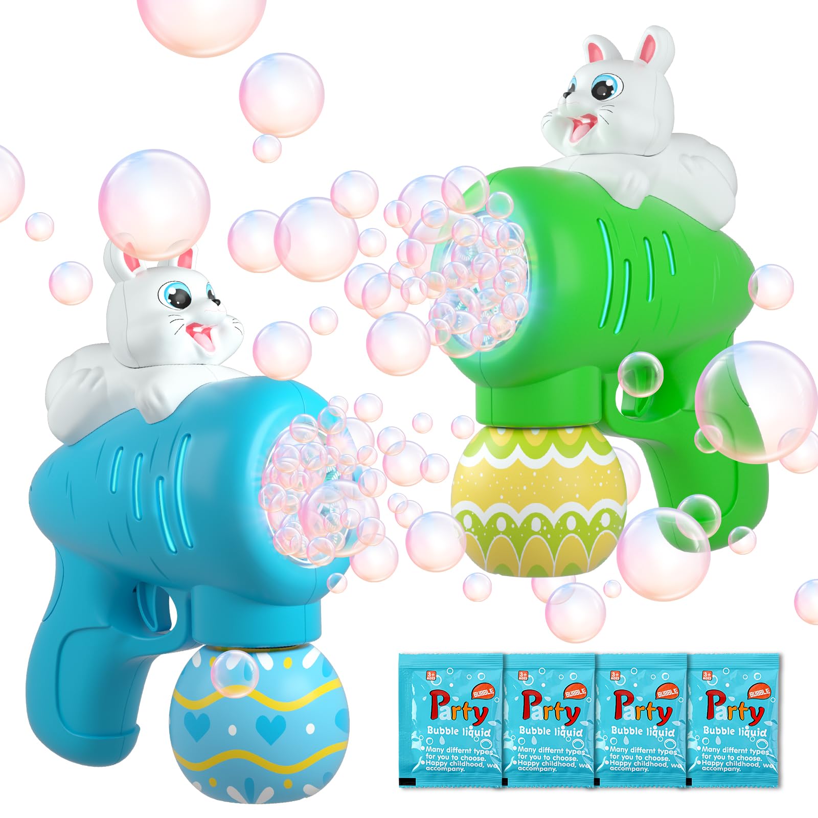 2PAck Easter Bubble for Kids green and blue Easter rabbit bubbles