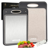 2Pack large stainless steel cutting board with double sided surface