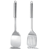 Stainless steel spatula set with solid and slotted turners
