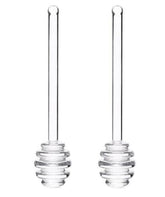 Two-pack transparent glass honey dippers 6 inches each
