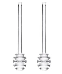 Two-pack transparent glass honey dippers 6 inches each