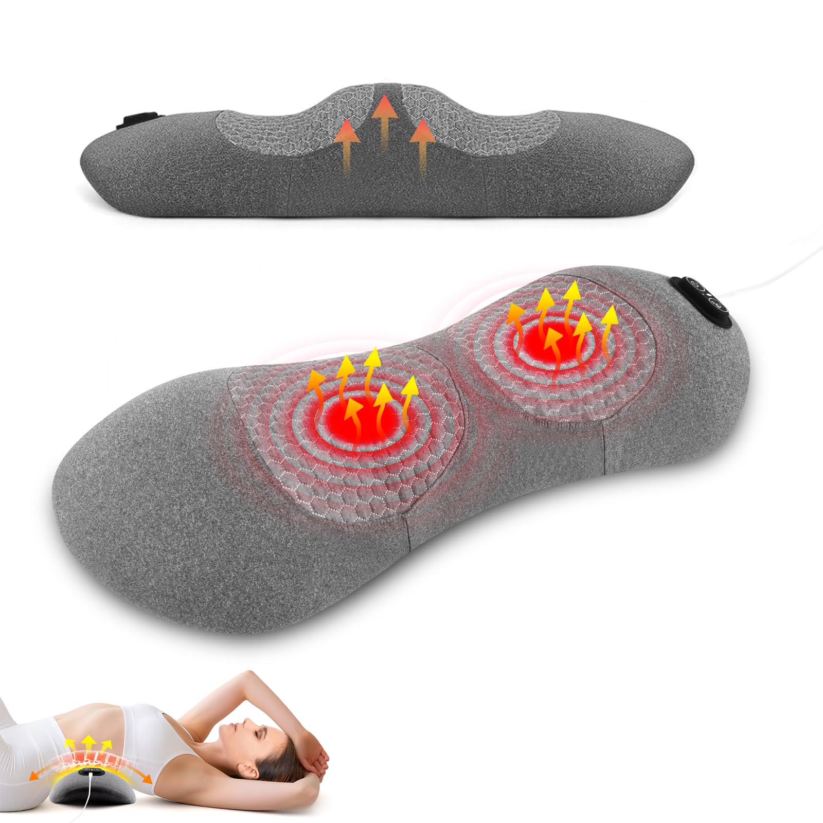 3-in-1 electric lumbar support pillow with memory foam core