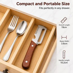 3-in-1 stainless steel blade peeler with bottle opener in use