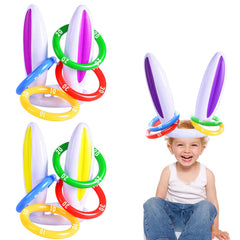 Three-pack inflatable Easter Bunny Ring Toss game set with hats