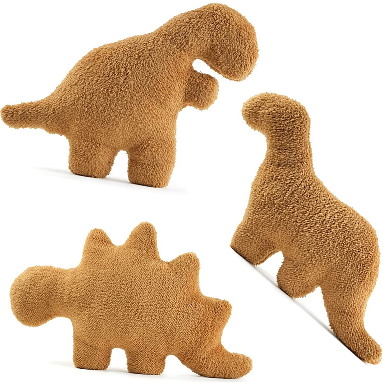 Three packs of Dino Nugget Pillow Plush product packaging
