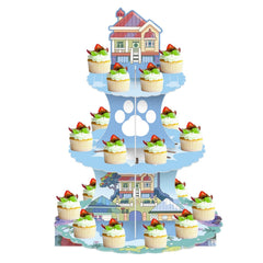 3-tier blue cartoon cupcake stand for kids party display