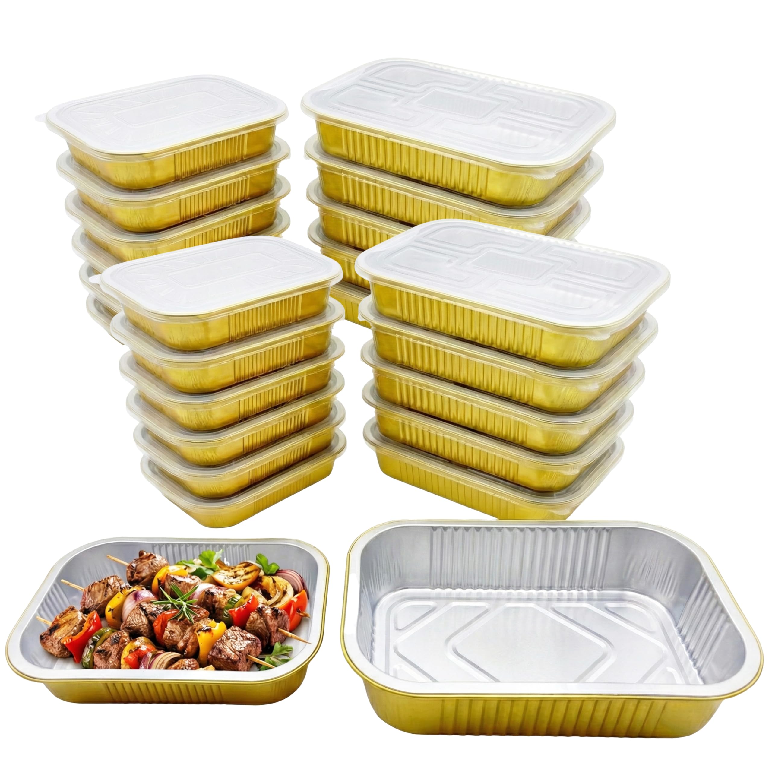 30 pack aluminum pans with lids set overview