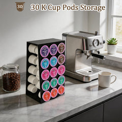 Black acrylic coffee capsule organizer for home or office