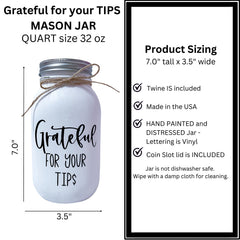 Rustic farmhouse tip jar hand-painted white exterior