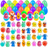 32 pack Easter eggs each containing a squishy toy
