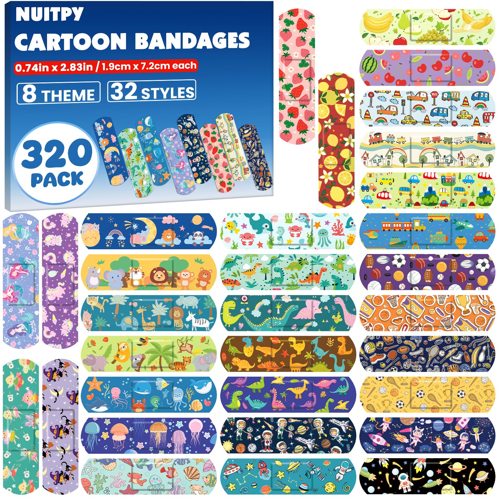 320 pack kids cartoon bandages with 32 styles variety