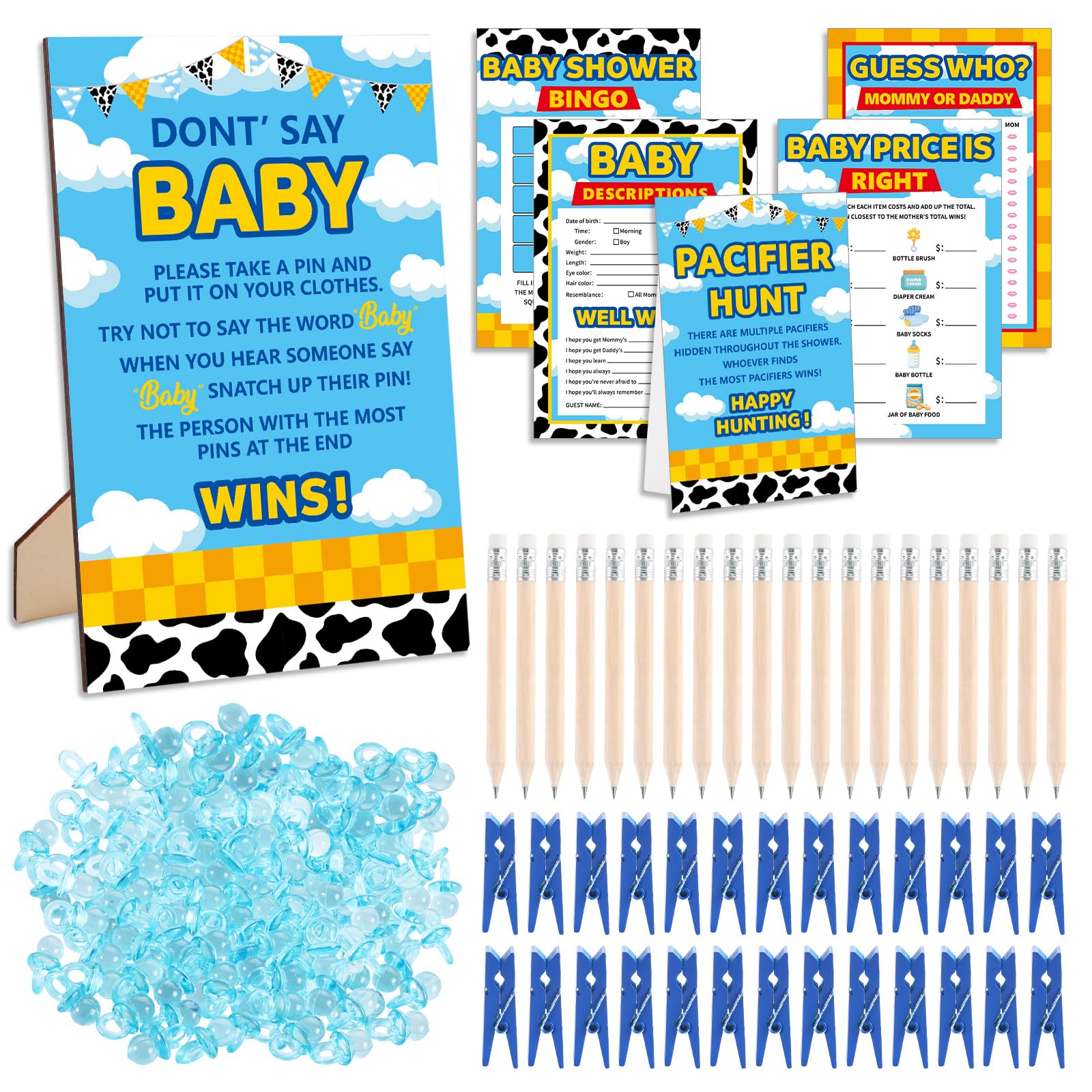 327 Pcs Cartoon Story Baby Shower Game Supply bundle for Girl or Boy