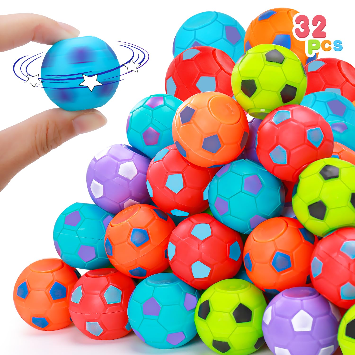 32 piece fidget spinner soccer balls in bright colors