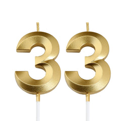 Gold 33rd cake topper with 33 Birthday Candles on cake