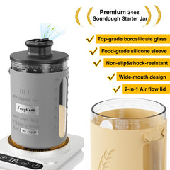 34oz glass fermentation jar close up showing breathable lid