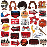 34pcs stranger birthday party decorations photo booth props for photos