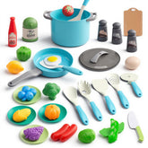 35Pcs kids kitchen toy accessories turquoise