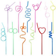 36 Pcs Crazy Straws set for kids with loop designs