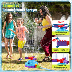360-degree spinning sprinkler in operation