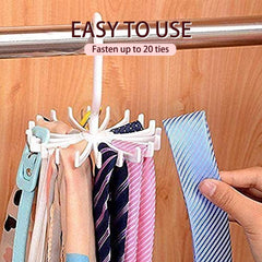 360-degree rotation mechanism of tie rack in use