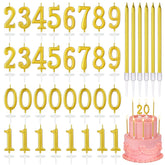 38pcs number birthday candles digital gold set on cake